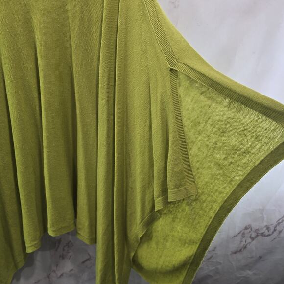 J Jill Sweater Womens One Size Neon Poncho Shawl Lightweight Chartreuse Tassel - Picture 9 of 10